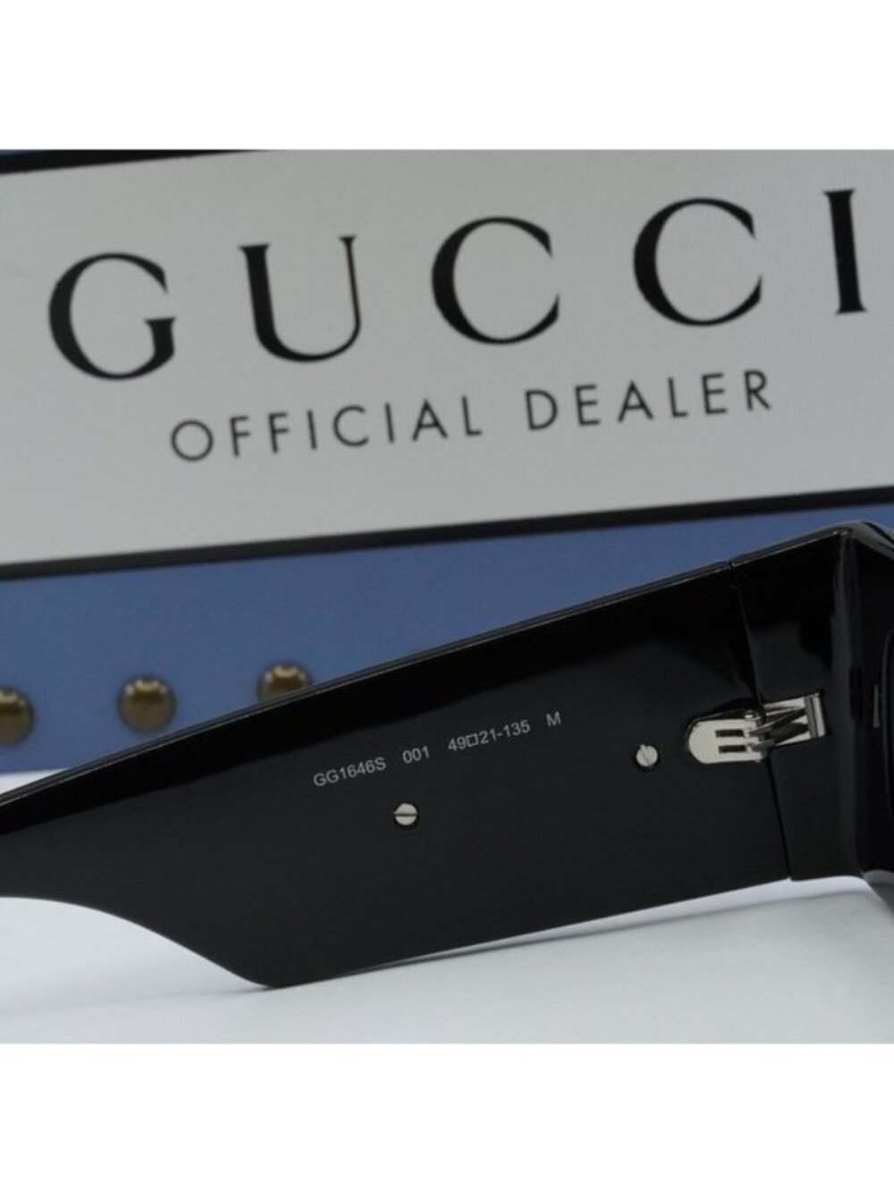 Gucci GG1646S 001 Rectangle Sunglasses - Black/Grey - Picture 9 of 11